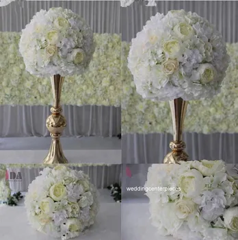 

10pcs )white silk candelabra floral arranging fake hydrangea flower ball for wedding centerpieces