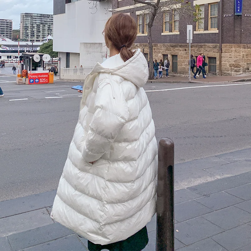 

2019 Winter New Style Solid Color Hooded Cotton-padded Clothes Women's Mid-length Korean-style Loose-Fit down Coat Cotton Coat