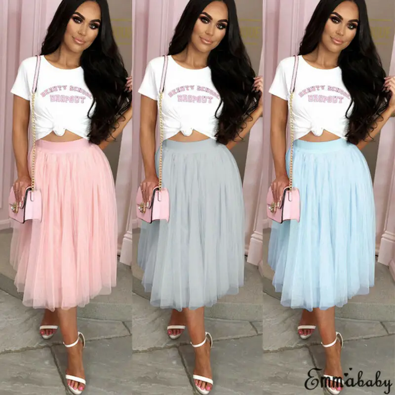 Women Skirt Double Layer Chiffon Pleated Retro Women Skirt Elastic Waist Hot Woman Skirt Double Layer Chiffon Retro Skirts