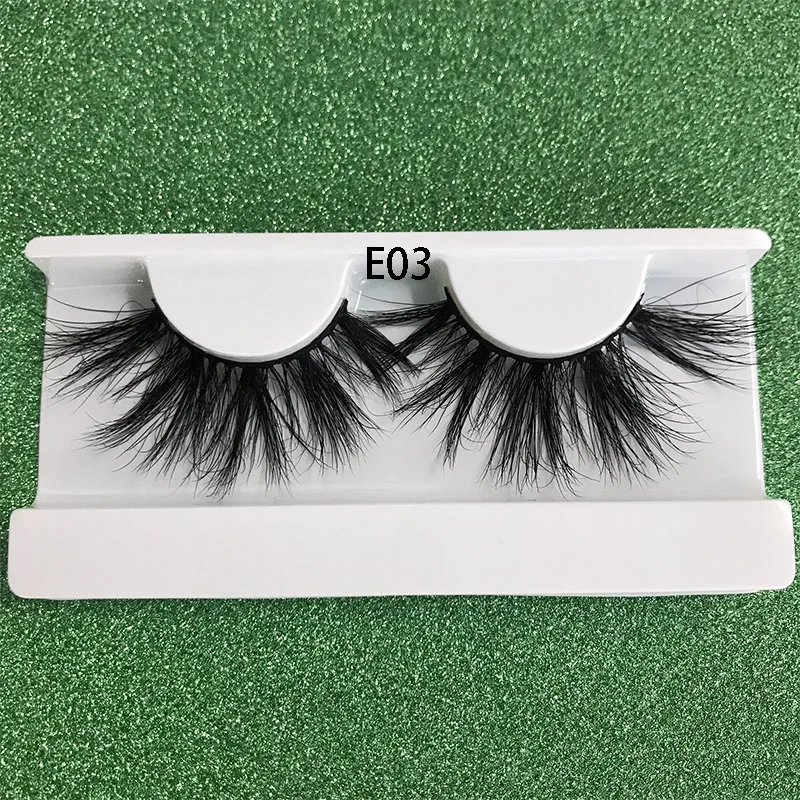 E03 with tray Mikiwi 25 мм длинные 3D норковые ресницы E02 удлиненные пушистые норковые ресницы большая драматическая объемная лента накладных ресниц толстые накладные ресницы - Цвет: E03 with tray