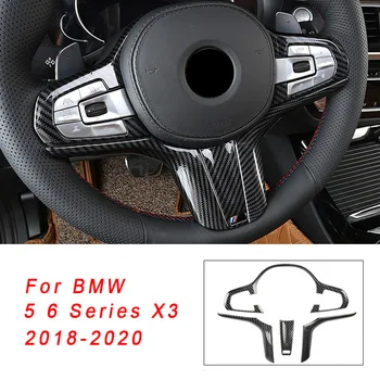 

ABS Car Steering Wheel Sticker Frame For BMW 6 5 Series G30 G38 X3 G01 GT 2018 2019 2020 M Sport Carbon Fiber Texture Cover Trim