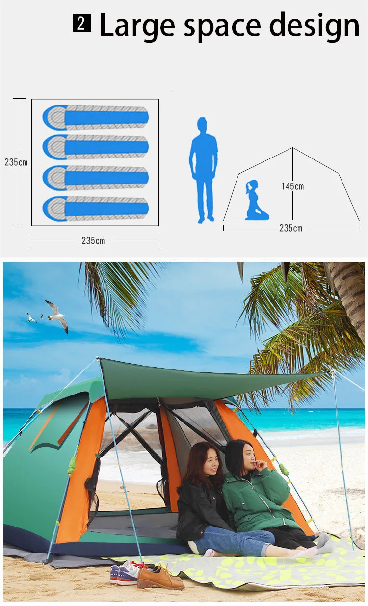 4 человек туристический по 4-м временам года Семья для путешествий пляжные палатки легко открыть сад солнце палатка Naturehiking палатки для семьи