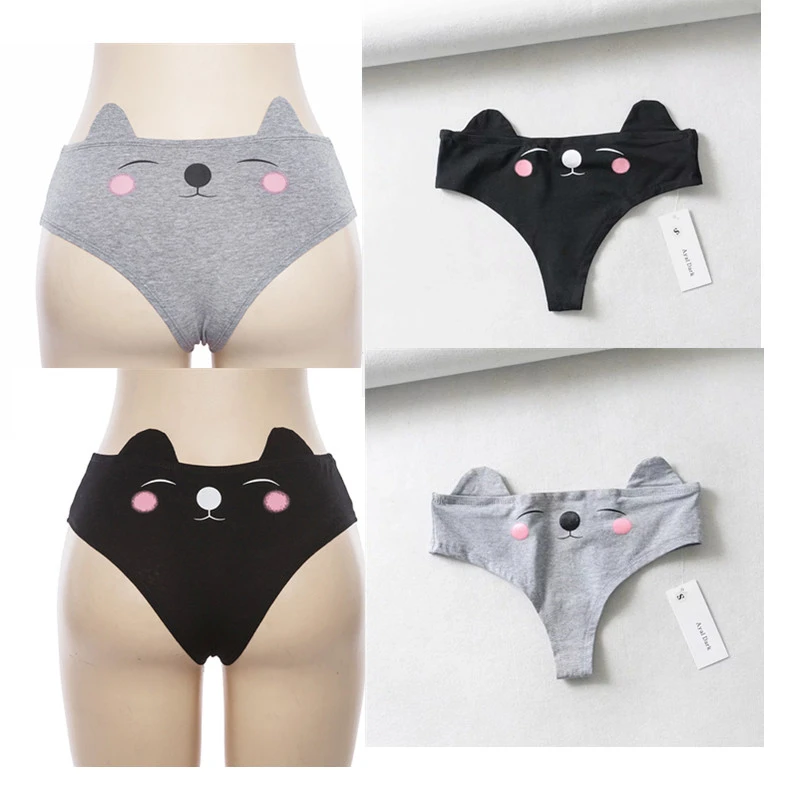 

1pcs Lovely Pure Cotton Briefs Women Underwear Funny Sexy Lingerie Briefs Seamless Panties Thongs Knickers Thong