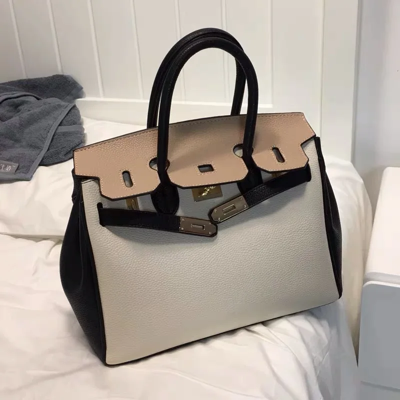 Bolsos de cuero para модный привлекательный раздельный купальник bolsos de lujo модный привлекательный раздельный купальник bolsos de diseñador grande bolso de mano Cadena de cuero bolso - Цвет: Черный