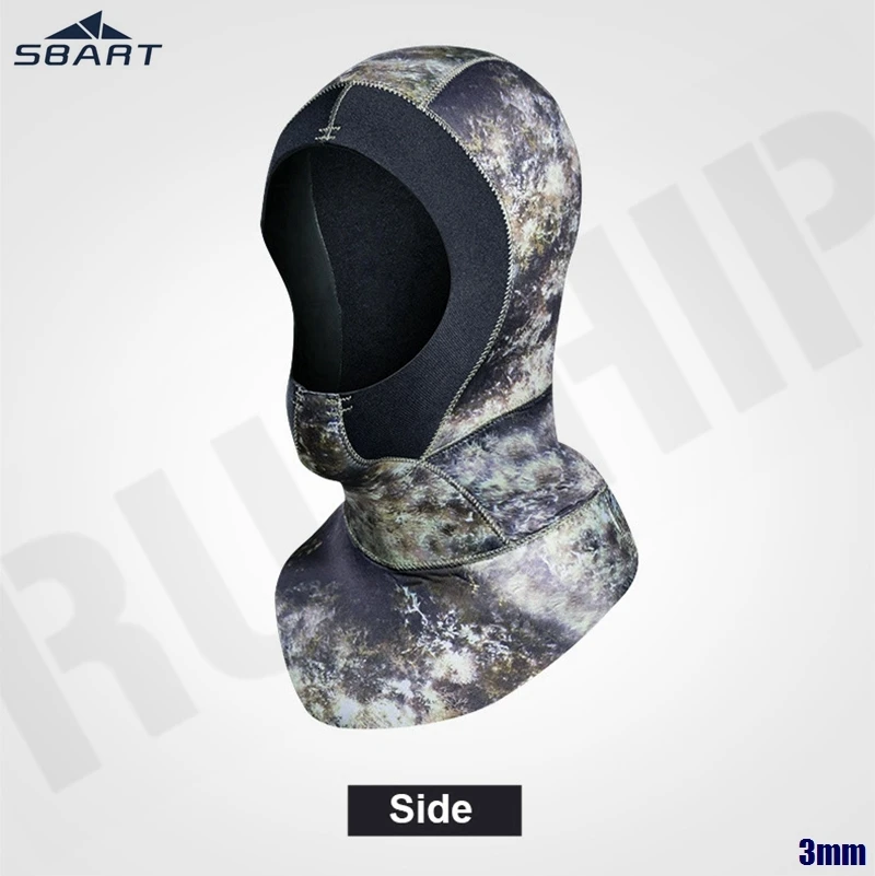 SBART 3mm Neoprene Men Women Scuba Diving Snorkeling Neck Hat Full Face Mask Waterproof Warm Spearfishing Swimming Hood Cap
