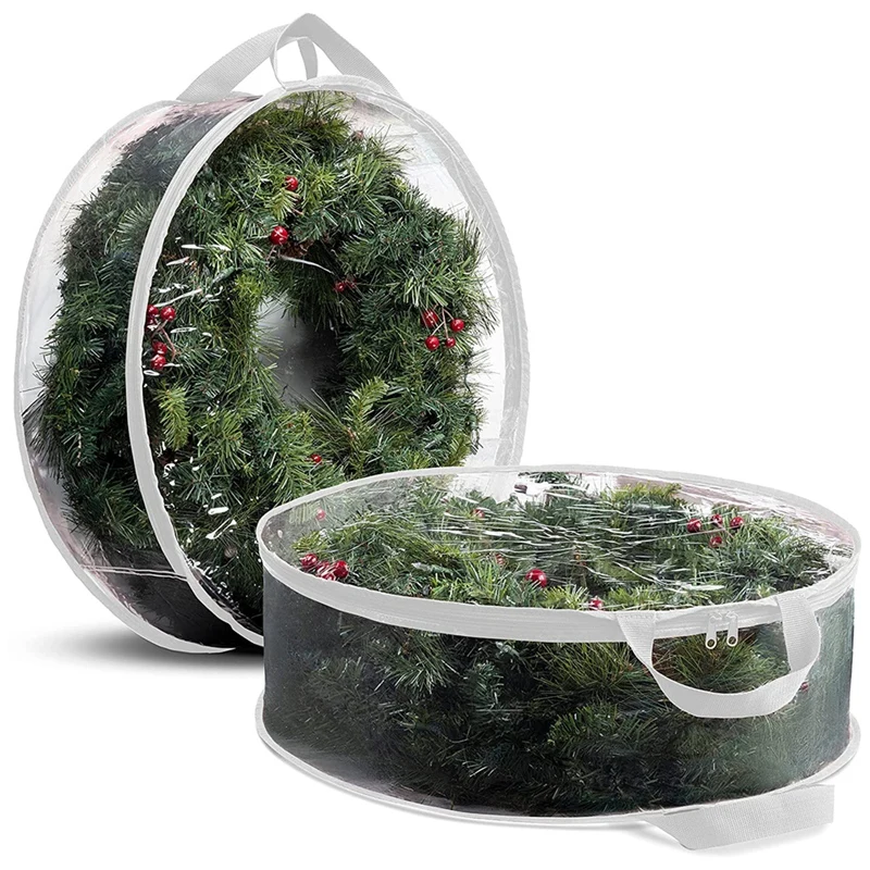 2-Pack Christmas Wreath Storage Bag 24 Inches-Double Zipper Waterproof Holiday | Дом и сад