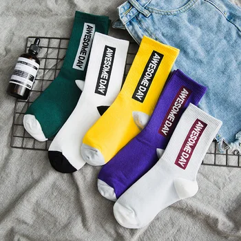 

Womens Socks 2019 Autumn Winter Korean Japanese Harajuku Letter Print Cotton Causal Fashion Women Girl Socks