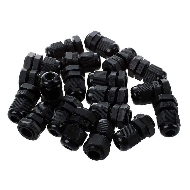 20 штук черный пластиковый водонепроницаемый кабельный ввод Разъем PG7