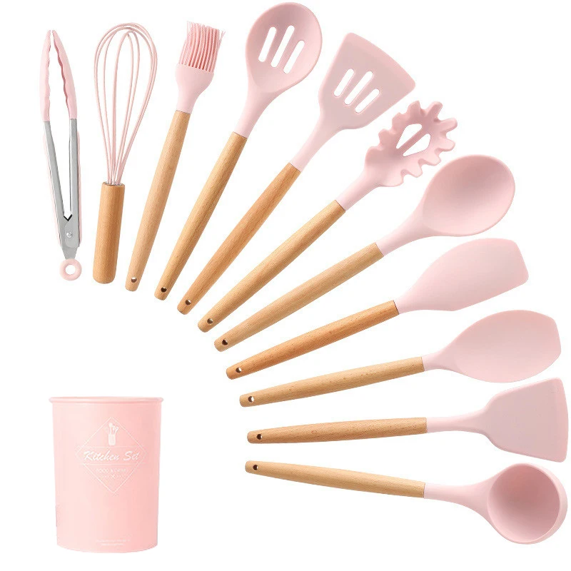 12-Pcs Kitchen set Силиконовые посуды Кухня Набор 11/12/13 шт. Кухня набор инструментов шпатель ложки, кухонные принадлежности Пособия по кулинарии выпечки инструменты Кухонные принадлежности - Цвет: 12-Pcs Kitchen set