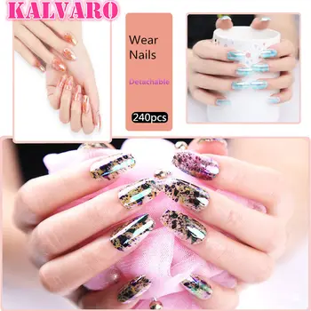 

Kalvaro 240Pcs/Bag Fashion Stiletto False Nails Sharp Laser Magic Color Fake Nails For Daily Office Wear Tips On The Nail Tree