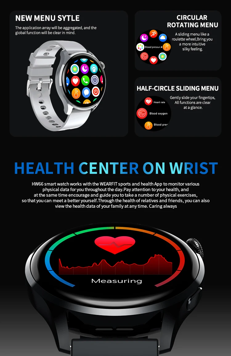 Smart Watch Smartwatch HW66 AMOLED 1.35 Inch HD Screen Bluetooth Dial Call Heart Rate Monitor Women pk huawei GT3 GTR 3 GTS 2