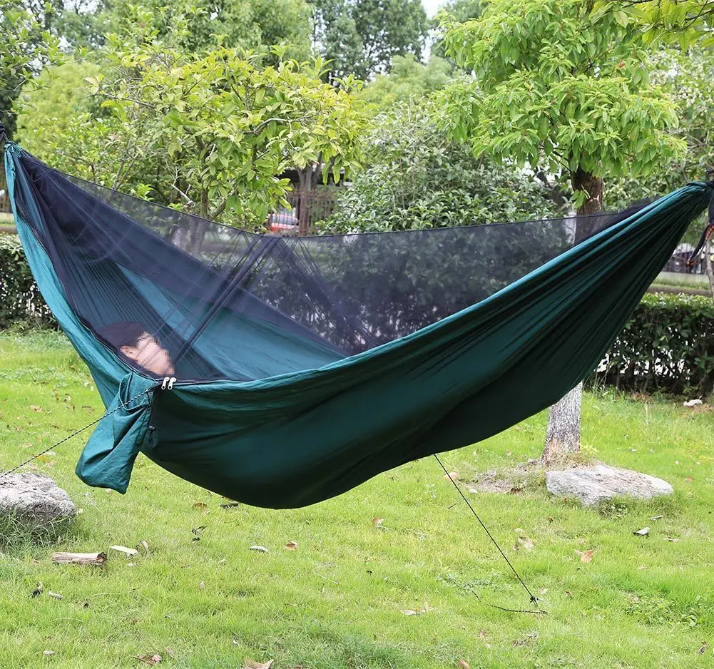 Easy Set Up Mosquito Net Hammock Tent Double Sleeping Bag With Wind Rope Portable For Camping Travel