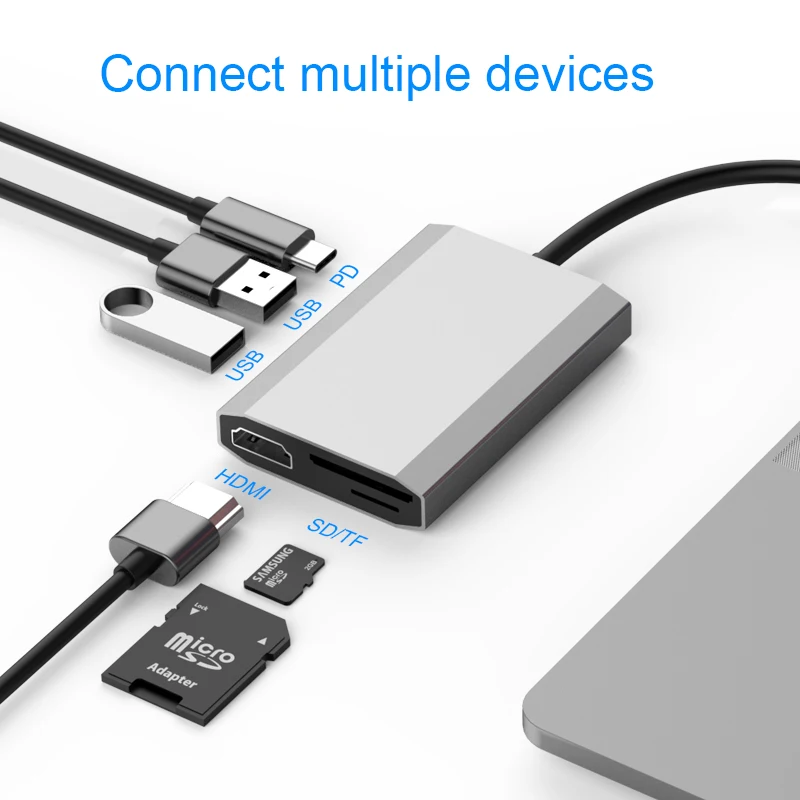 6 in1 hub Basix usb-хаб C концентратор для Мульти USB 3,0 HDMI адаптер док-станция для MacBook Pro Аксессуары USB-C сплиттер type C 3,1 3 порта USB-C концентратор - Цвет: 6 in1 hub