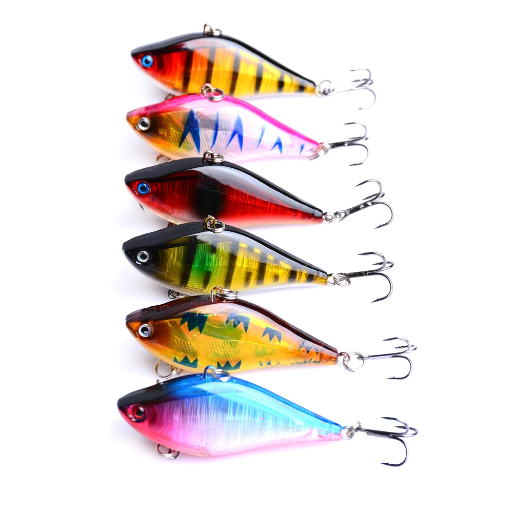  6PCS  BAIT 6CM 13.1G 8#hooks fishing lure Game Vibe lure hand plastic fishing lure Vibration swimmi