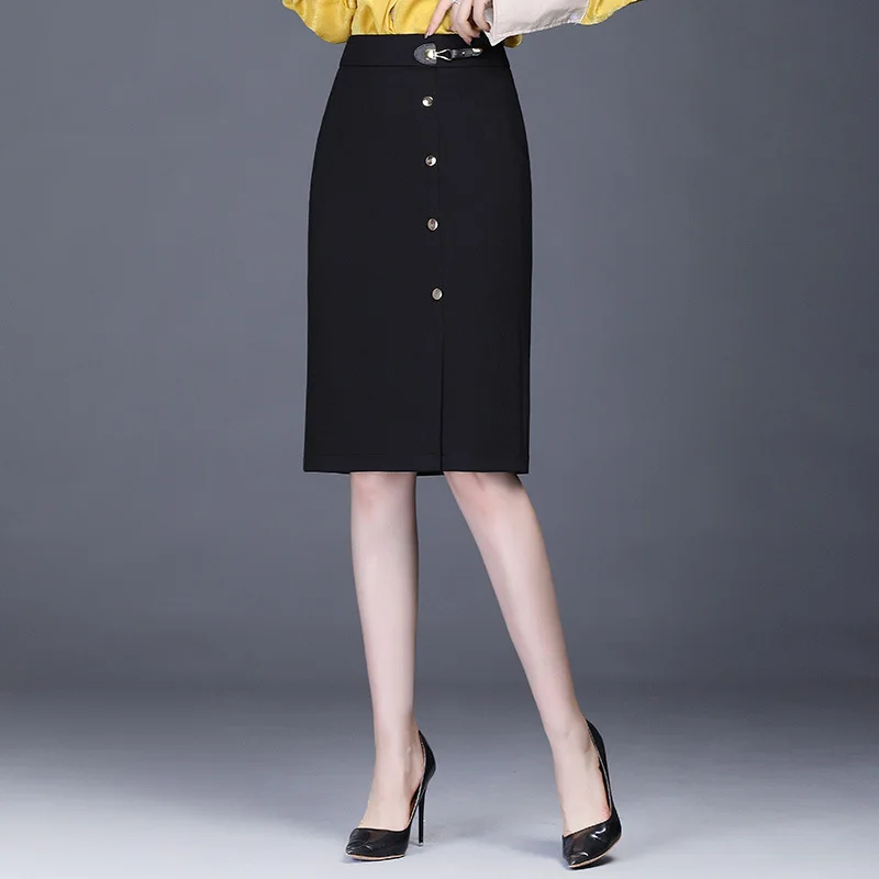 

Sheath Skirt Women's Mid-length Autumn New Style Korean-style High-waisted Slim Fit Wrapped Skirt Slit Slimming Versatile One-st