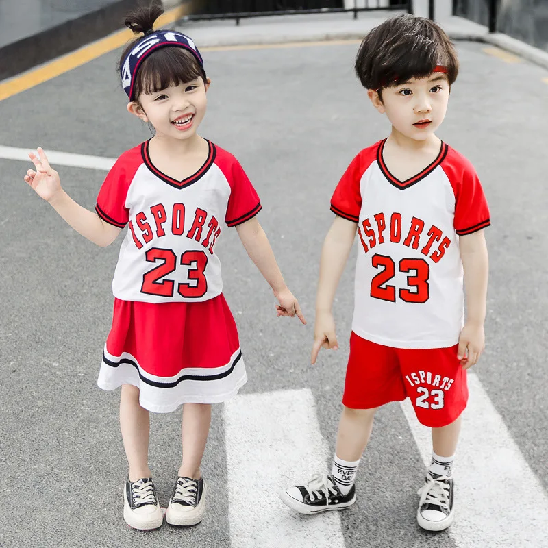 

2019 Summer Kindergarten Suit Games Basketball Wear Young STUDENT'S Business Attire Men And Women Children Short Sleeve Fashion