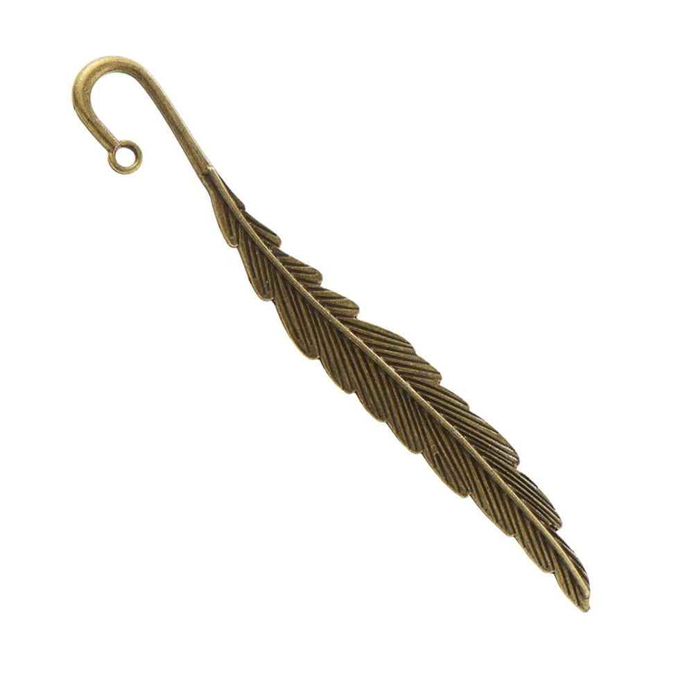 

10 Pcs Vintage Metal Feather Bookmarks Alloy Feather Shape Book Markers AS99