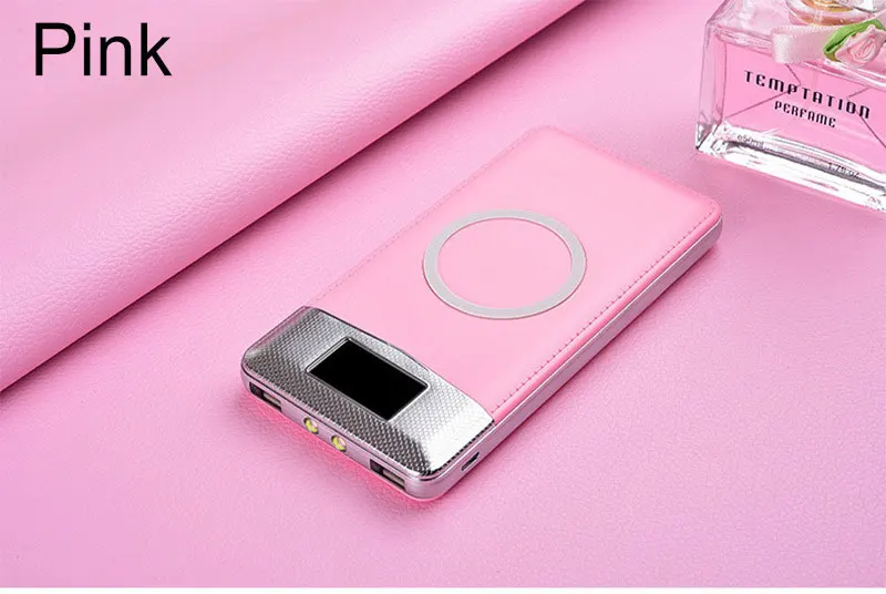 20000mAh Portable External Battery Power Bank Qi Wireless Charger PowerBank For iPhone X 8 Plus Samsung S10 S9 S8 Poverbank - Цвет: Pink
