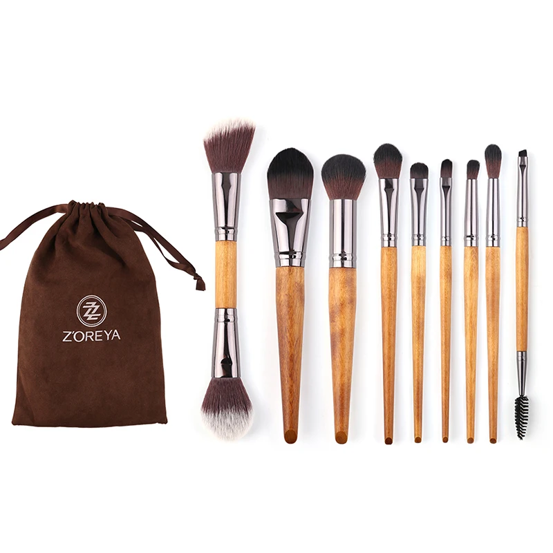 

ZOREYA Zorya 9 Imitation Walnut Makeup Brush Beginner Portable Man-made Fiber Beauty Brush face concealer lip makeup brushes