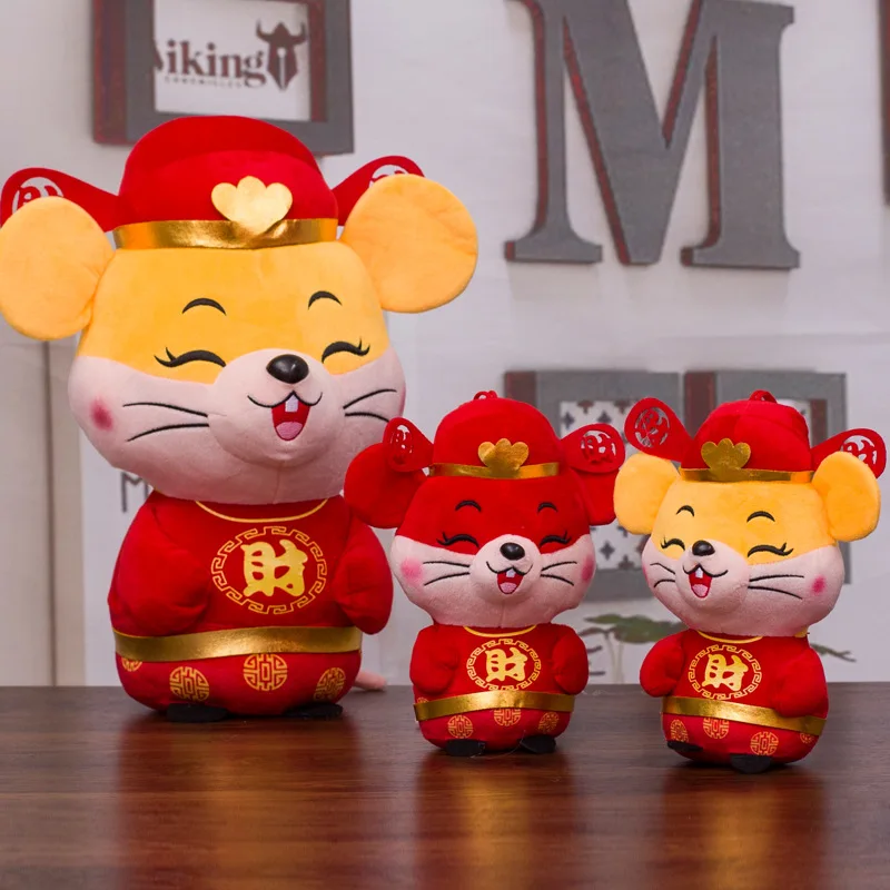 Китайский новый год плюшевая игрушка Лаки крыса Набивная Бог богатства