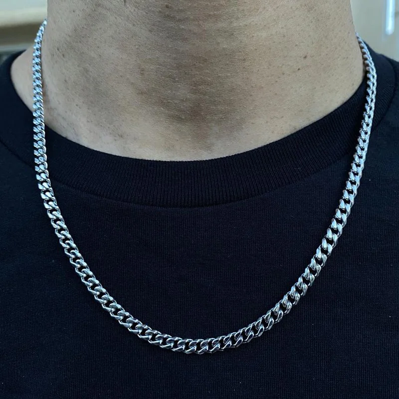 2021 Classic Men Necklace Width 3 To 7 MM Stainless Steel Long Necklace For Men Women Chain Jewelry 2