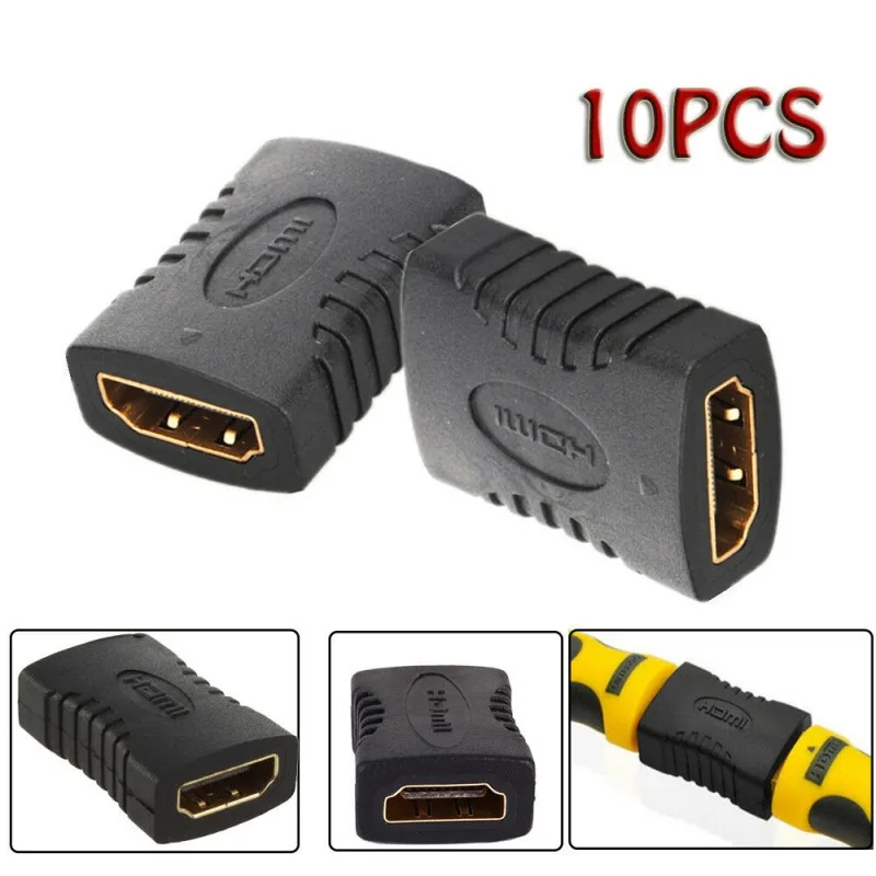 

10PCS HDMI Female To Female Extender Coupler Adapter Connector F/F Fit For HDTV Extension Adapter Coupler Connector Fit 1080P