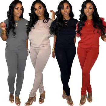 

Autumn Winter Women Two Piece Set Top and Pants Plus Size Tracksuit Sweatsuit Outfit Ruffles Casual Active Outfits