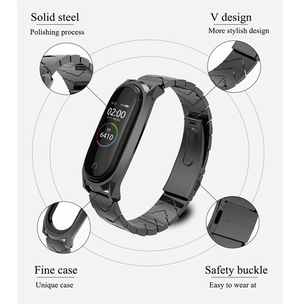 Металлический браслет для Mi band 3 4 из нержавеющей стали Band Xiaomi NFC