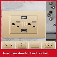 

American standard gold USB wall charging socket, mobile phone wall socket,outlet with usb 2.1A AC110V-250V Thailand plug socket