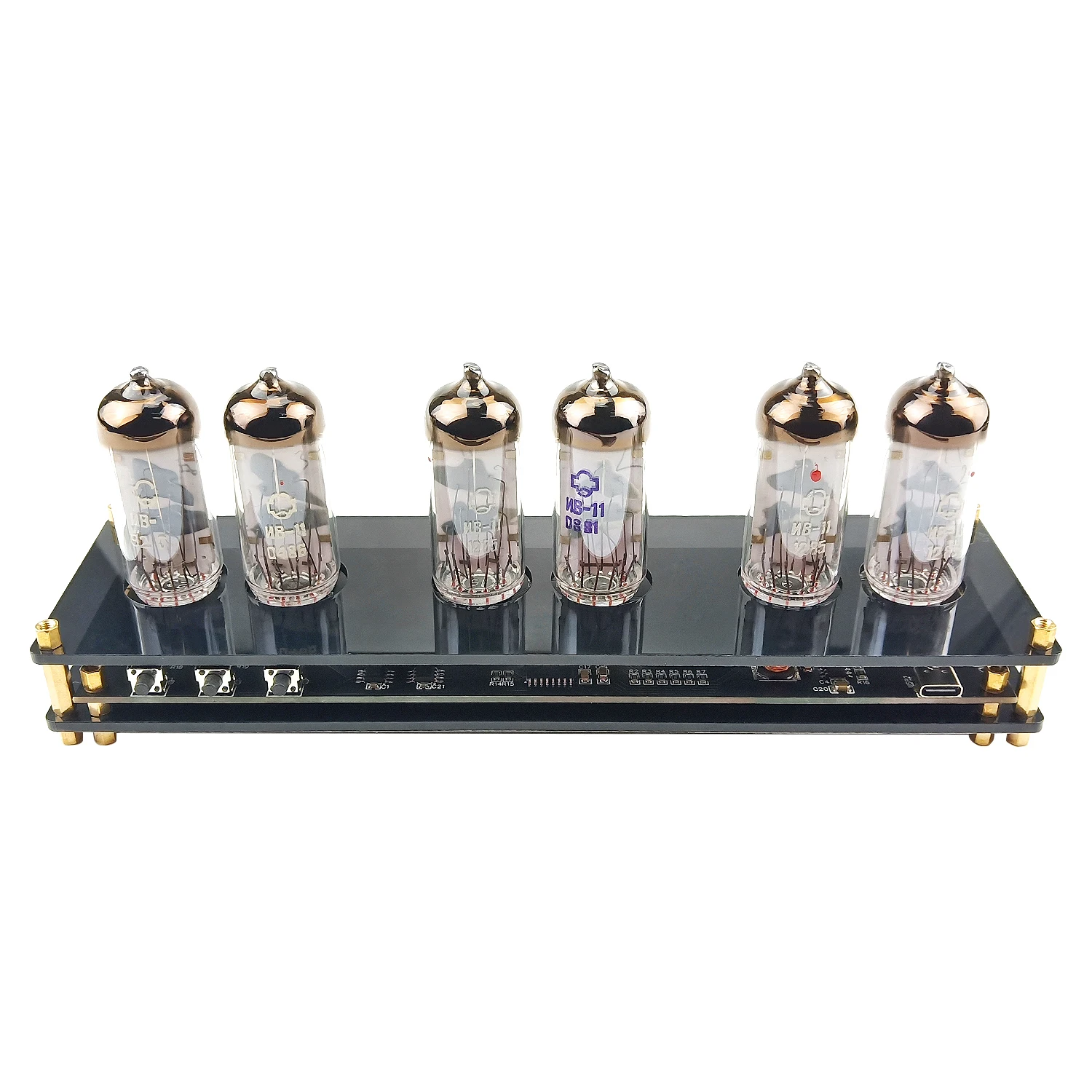 GHXAMP IV11 Electronic Valve VFD Clock High-end Retro Fluorescent Tube Clock 255 Colors Acrylic Material USB-C DC 5V 1PC 3