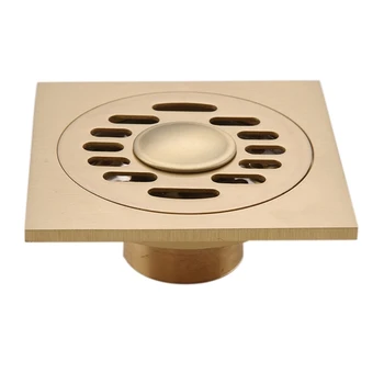 

Square Floor Drain Strainer Single / Dual Purpose Deodorant Euro Style Antique Brass Carved Floor Drains Bathroom Accessories