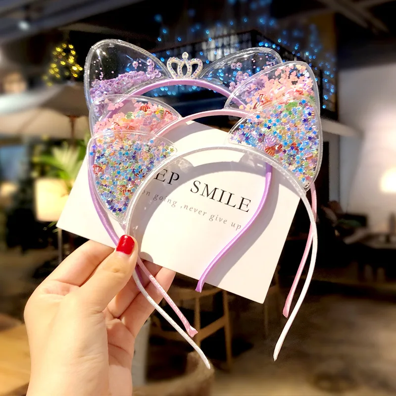 

Baby Cute Girls Sequins Cat Ear Design Headband Headwear Star Sequin Flow Sofa Hoop Apparel Photography Prop Party Gift 2020