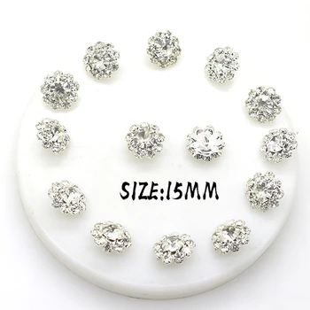 

New 10pcs/lot15mm metal with feet rhinestone buttons diy clothes hat wild style jewelry accessories