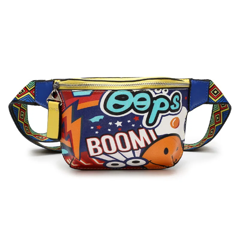 

2019 New Hip-Hop Women Waist Bags Street Fanny Pack Graffiti Belt Bags Fashionable Hip Purse Waist Packs Multi-function Chest Bag