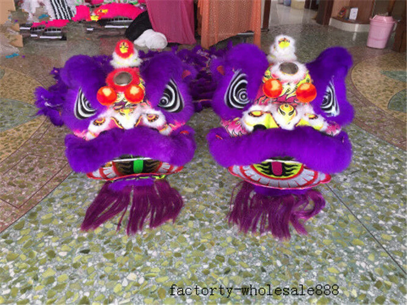 China Folk artLion Dance mascot Costume wool Southern purple Lion Suits Cosplay Party Outfits Clothing Advertising | Тематическая