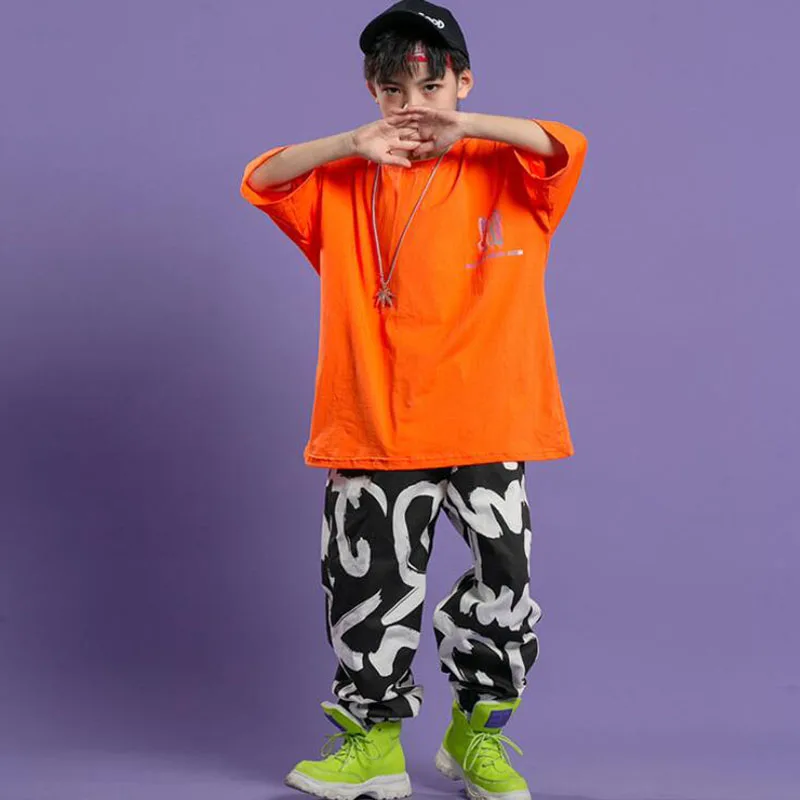 Girl Dance Costume Girls Jazz Dance Hip Hop Outfits Loose Tshirt Jogger Pants for Street Dancing Kids Modern Stage Wear girl dance costume children costumes