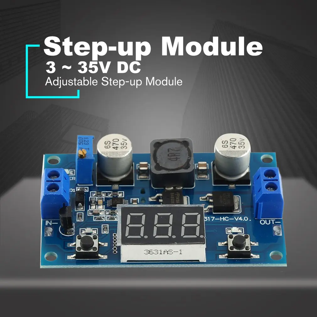 

DC-DC High-power Adjustable Step-up Module Boost Converter 3.0 ~ 35V 3.5 ~ 35V 100W With Digital Display Voltmeter