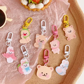 

Cartoon Cute Bear Rabbit Key Buckle Student Schoolbag Girl Pencil Case Creative Decorative Accessories Pendant Key Management
