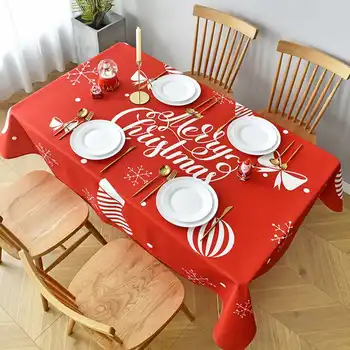 

New 2020 Christmas Tablecloth Waterproof Washable Polyester Printed Table Cloth New Year Table Covers Christmas Decorations