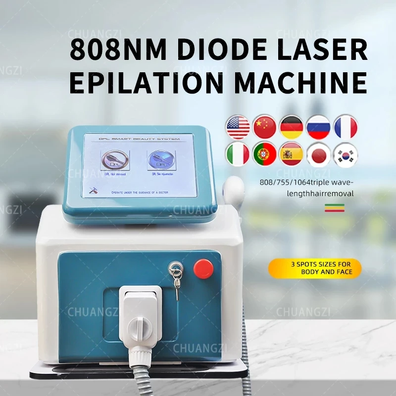 Professional 3 wavelength 808+755+1064 diode laser soprano titanium permanent hair removal | Бытовая техника