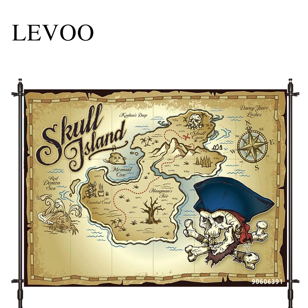 LEVOO фон для фотосъемки с изображением Пиратская Карта сокровищ гобелен героями
