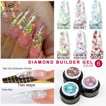 

SAVILAND 3D Super Glitter Diamond Poly Gel Nails Builder Soak Off UV Gel Varnish Vernis Semi Permanent Quick Building Nails Art