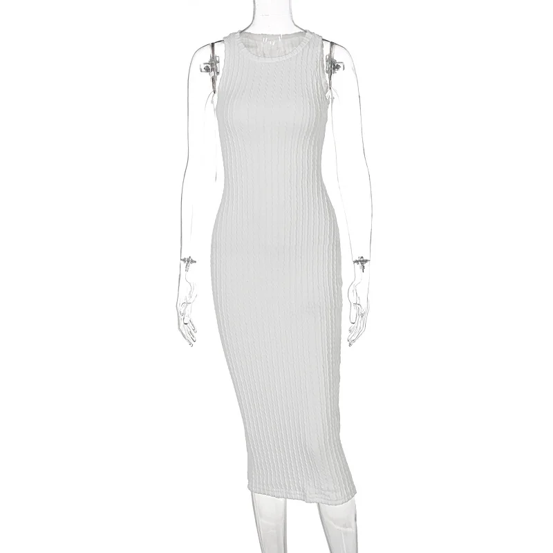 Gymystar 2021 New Autumn Fashion Sleeveless Round Neck Dresses Women Casual Sexy Bodycon Midi Dress For Women