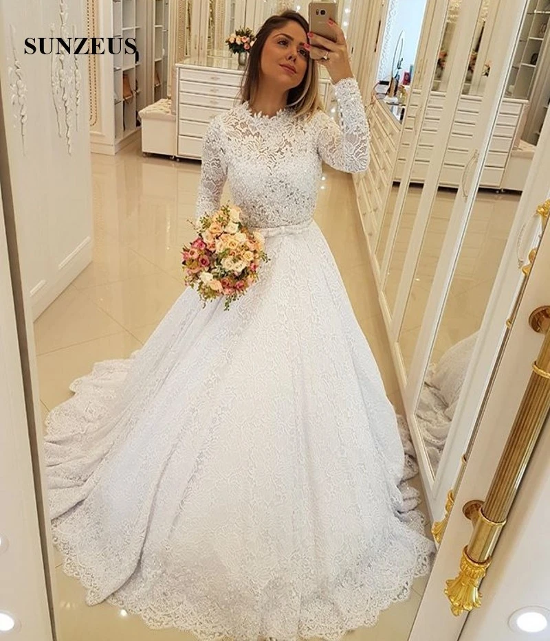 coger un resfriado Nutrición Género Vestidos de novia de encaje de lujo, vestidos de novia de manga larga  hechos a medida, diseño elegante, otoño e invierno, 2019|Vestidos de novia|  - AliExpress