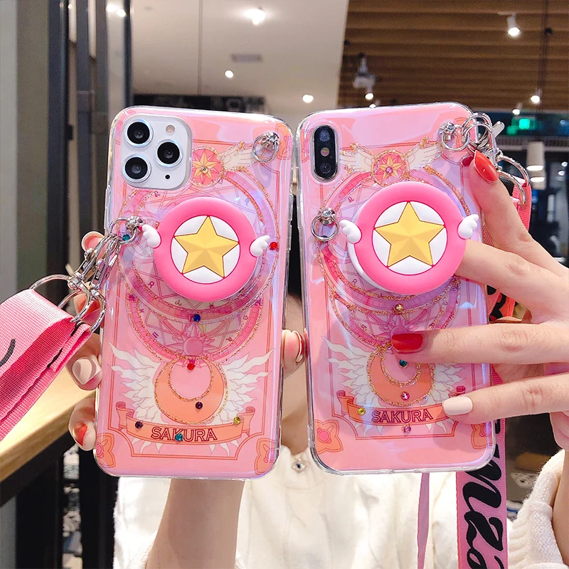 Чехол для iphone 11 pro Max милый блестящий чехол Sailor Moon XS max XR 7 6S 8plus чехол-накладка Sakura +
