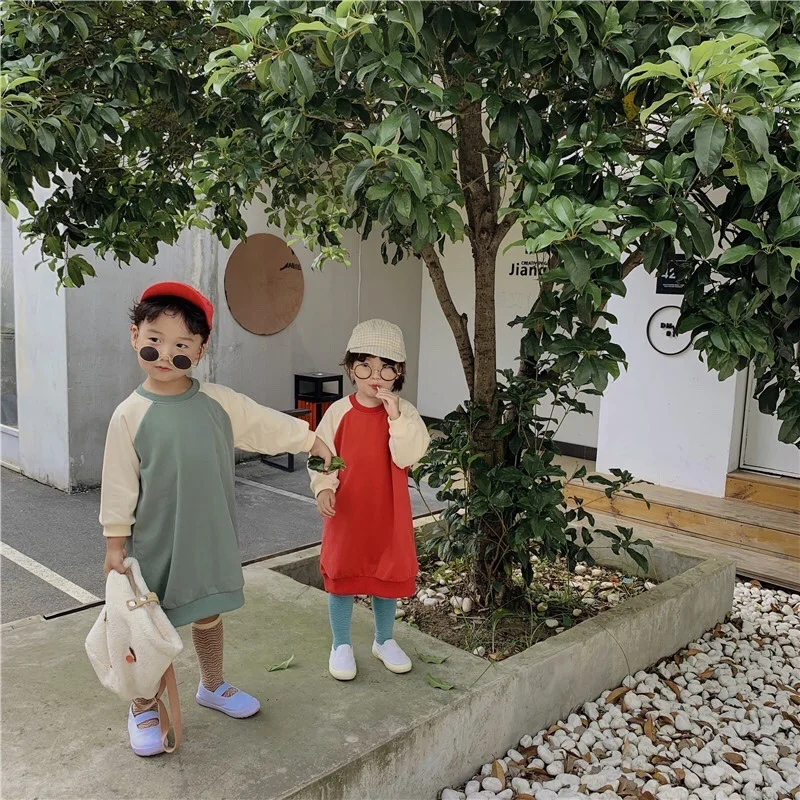 Детская одежда осень г. Новые корейские свитшоты в стиле пэчворк с длинными рукавами для маленьких девочек, детские длинные топы с круглым воротником