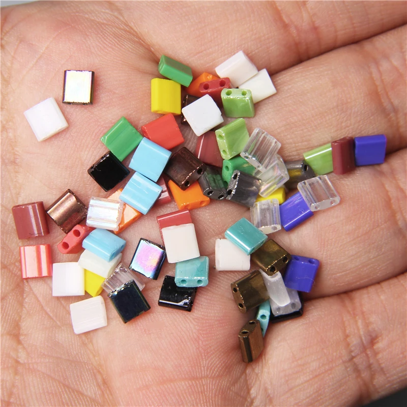 

Mixed Square Double Hole Czech Glass Tila Seed Beads DIY Loose Spacer Beads for Jewelry Making DIY Bracelet Earring Accessories