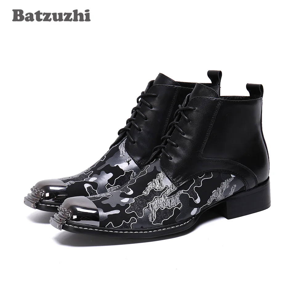 Batzuzhi Fashion Men Boots Shoes Lace-up Handmade Leather Ankle Boots Business Party Formal Leather Boots botas hombre,US6-US12
