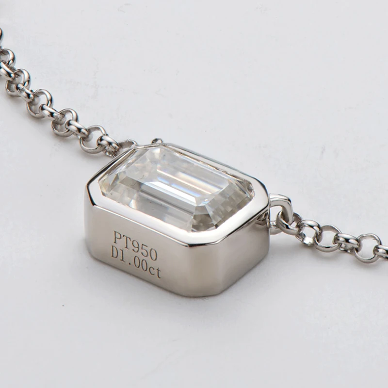 OEVAS Real 1 Carat Emerald Cut D color Moissanite Pendant Necklace Gold Color 100% 925 Sterling Silver Party Fine Jewelry Gifts