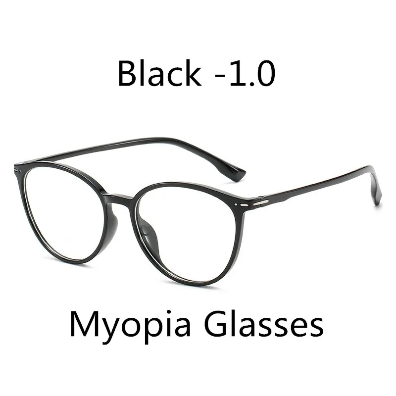 Black -1.0 Elbru ультралегкие TR90 очки для близорукости женские ретро очки с полной оправой готовые близорукие очки по рецепту с-0.5to-6,0 - Цвет оправы: Black -1.0